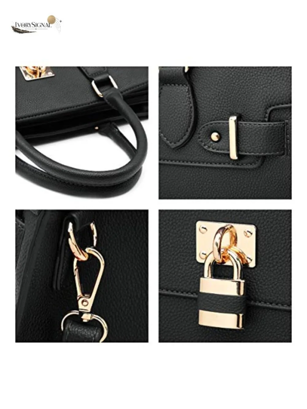Vegan Leather Satchel Tote with Matching Clutch, Shoulder Bag, Work Bag - Picture 5 of 6